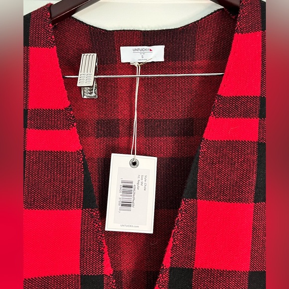 NWT UNTUCKit Chloe Red Black Buffalo Plaid Blazer Knit Sweater Jacket Size S/M - Picture 7 of 9